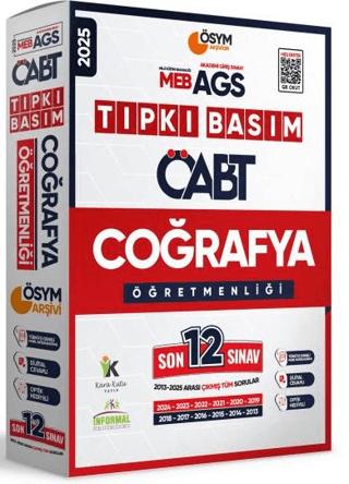 2025 MEB-AGS ÖABT Coğrafya Öğretmenliği ÖSYM Tıpkı Basım 12lİ Deneme Paketi Dijital Çözümlü | Karakutu Yayın (Ciltsiz) - Resim 1