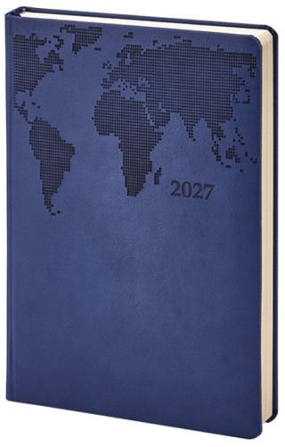 2027 Termoderi Dünya Haritası Desenli Ajanda - Lacivert 378 | Halk Kitabevi - Resim 1