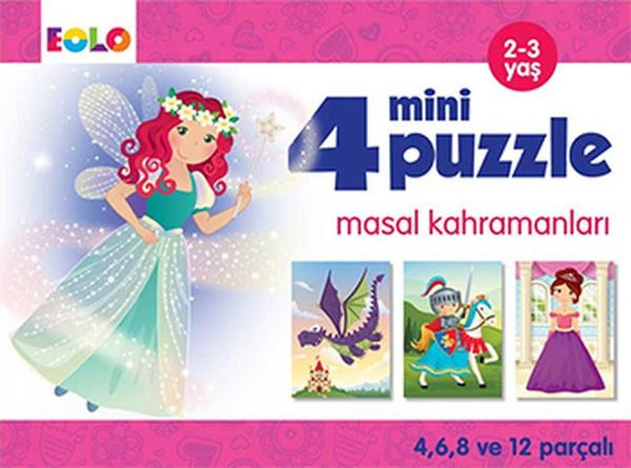 4 Mini Puzzle - Masal Kahramanları | Eolo (İnce Kapak)