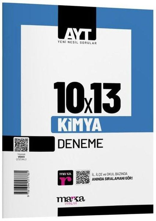 2025 AYT Kimya 10 Deneme Tamamı Video Çözümlü | Marka Yayınları (İnce Kapak)