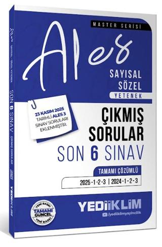 2026 ALES Sayısal Sözel Yetenek Tamamı Çözümlü Son 6 Sınav Çıkmış Sorular (23 Kasım 2025 Ales-3 Ekli) | Yediiklim Yayınları (Ciltsiz) - Resim 1