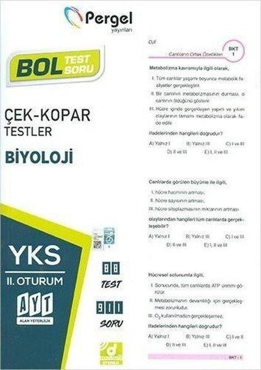 AYT Biyoloji Çek Kopar Testler | Pergel (İnce Kapak)