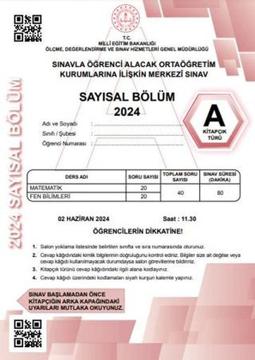LGS Tıpkıbasım Sayısal Bölüm A Kitapçık Türü | Evrensel İletişim Yayınları (Ciltsiz)
