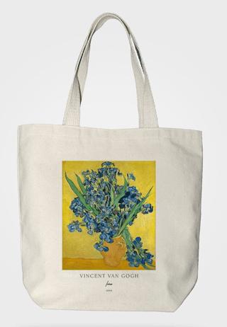Bez Çanta Gabardin Kumaş %100 Pamuk Van Gogh Tablosu - İrisli Vazo | Bcoverart - Resim 1
