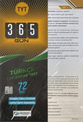 Gezegen Yayıncılık TYT 365 Gün Türkçe 72 Yaprak Test - Kolektif kitap kapağı