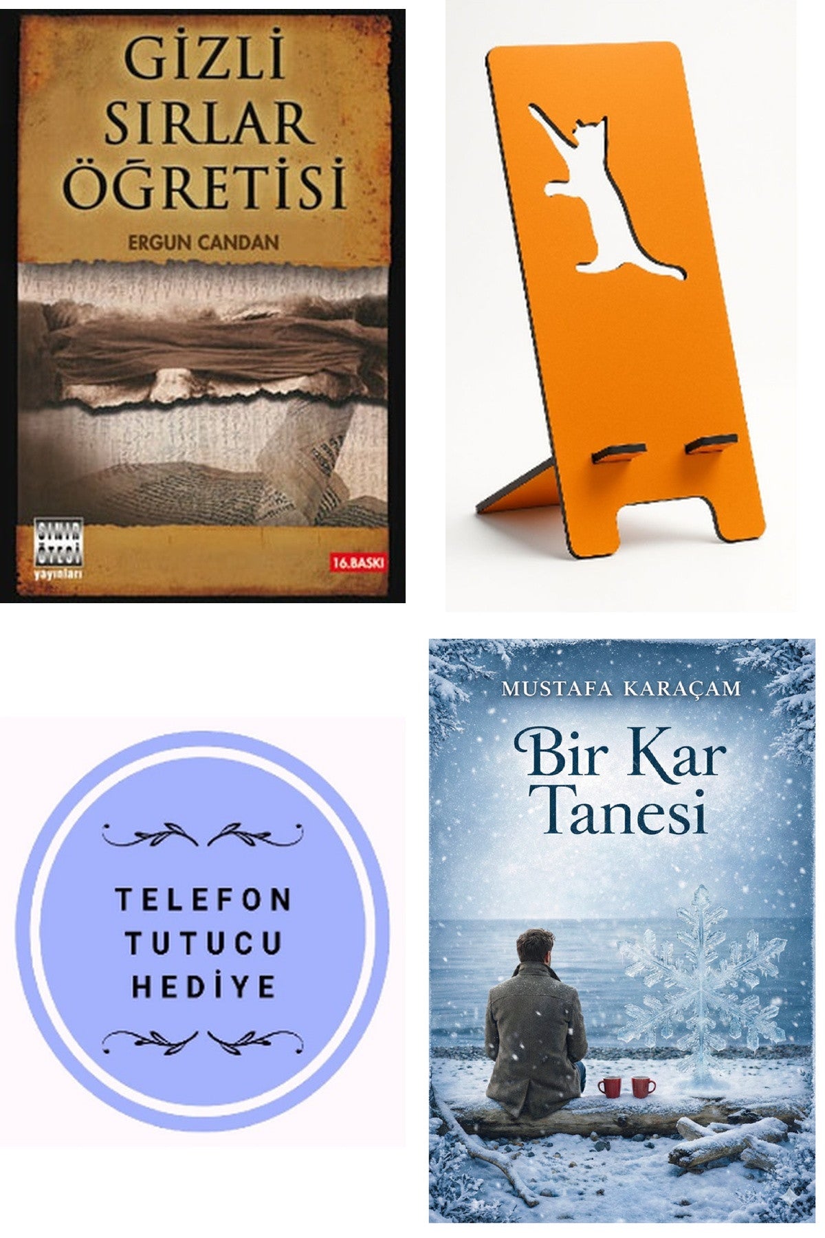 Gizli Sırlar Öğretisi - Ergun Candan + Telefon Tutucu + Bir Kar Tanesi kitap kapağı