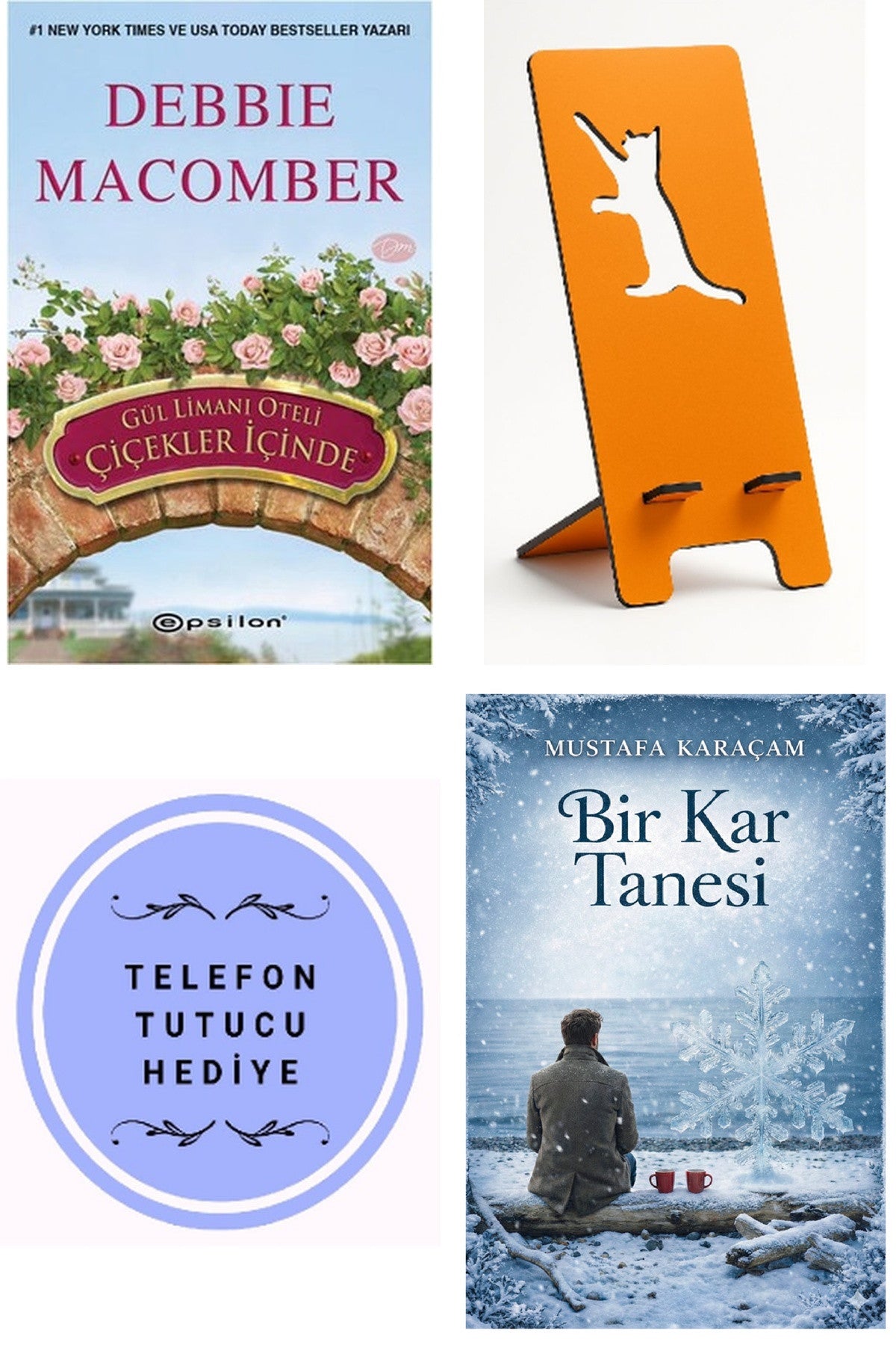 Gül Limanı Oteli Çiçekler İçinde - Debbie Macomber + Telefon Tutucu + Bir Kar Tanesi kitap kapağı