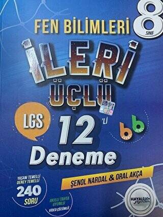 8. Sınıf Fen Bilimleri İleri Üçlü 12`li Deneme - Şenol Nardal kitap kapağı