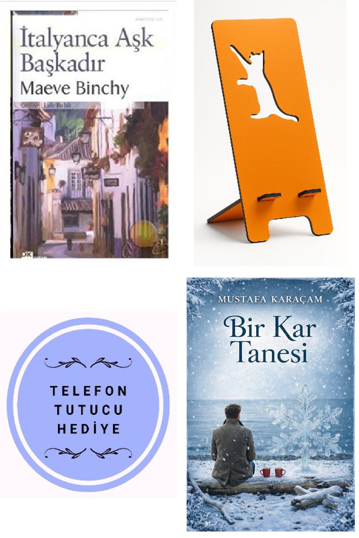 İtalyanca Aşk Başkadır - Maeve Binchy + Telefon Tutucu + Bir Kar Tanesi kitap kapağı