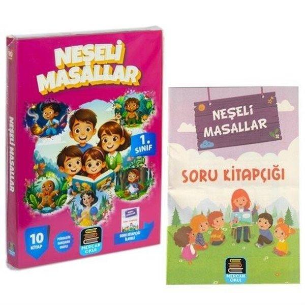 1. Sınıf Neşeli Masallar Okuma Seti - 10 Kitap Takım - Değendirme Kitapçığı İlaveli | Mercan Okul (İnce Kapak) - Resim 1