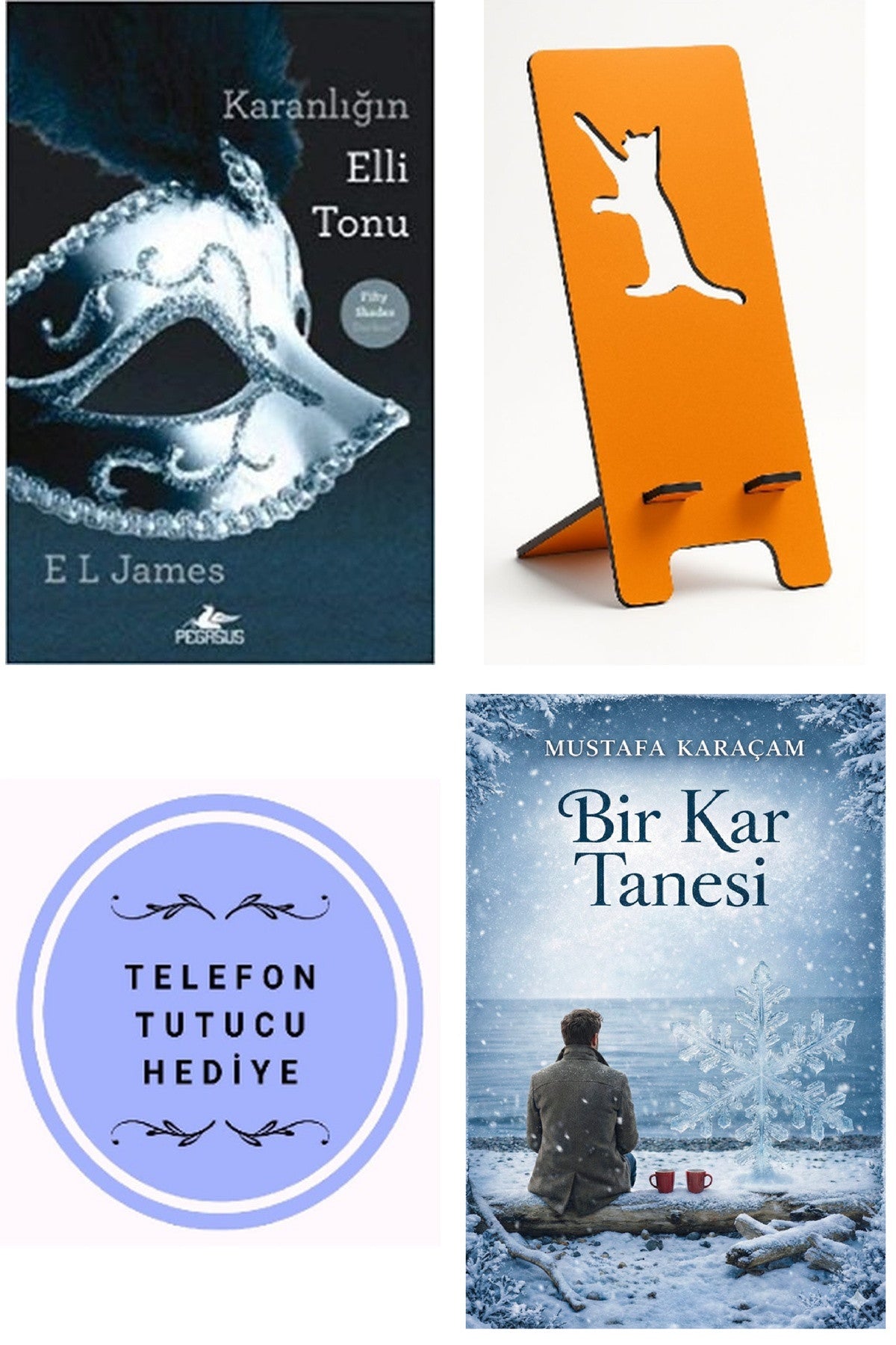 Karanlığın Elli Tonu - L. James + Telefon Tutucu + Bir Kar Tanesi kitap kapağı