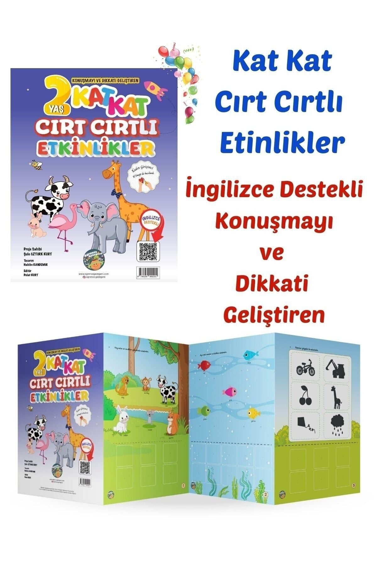 Kat Kat Cırt Cırtlı Etkinlik Kitabı-2 Yaş-İngilizce Destekli -Konuşmayı Ve Dikkati Geliştiren kitap kapağı