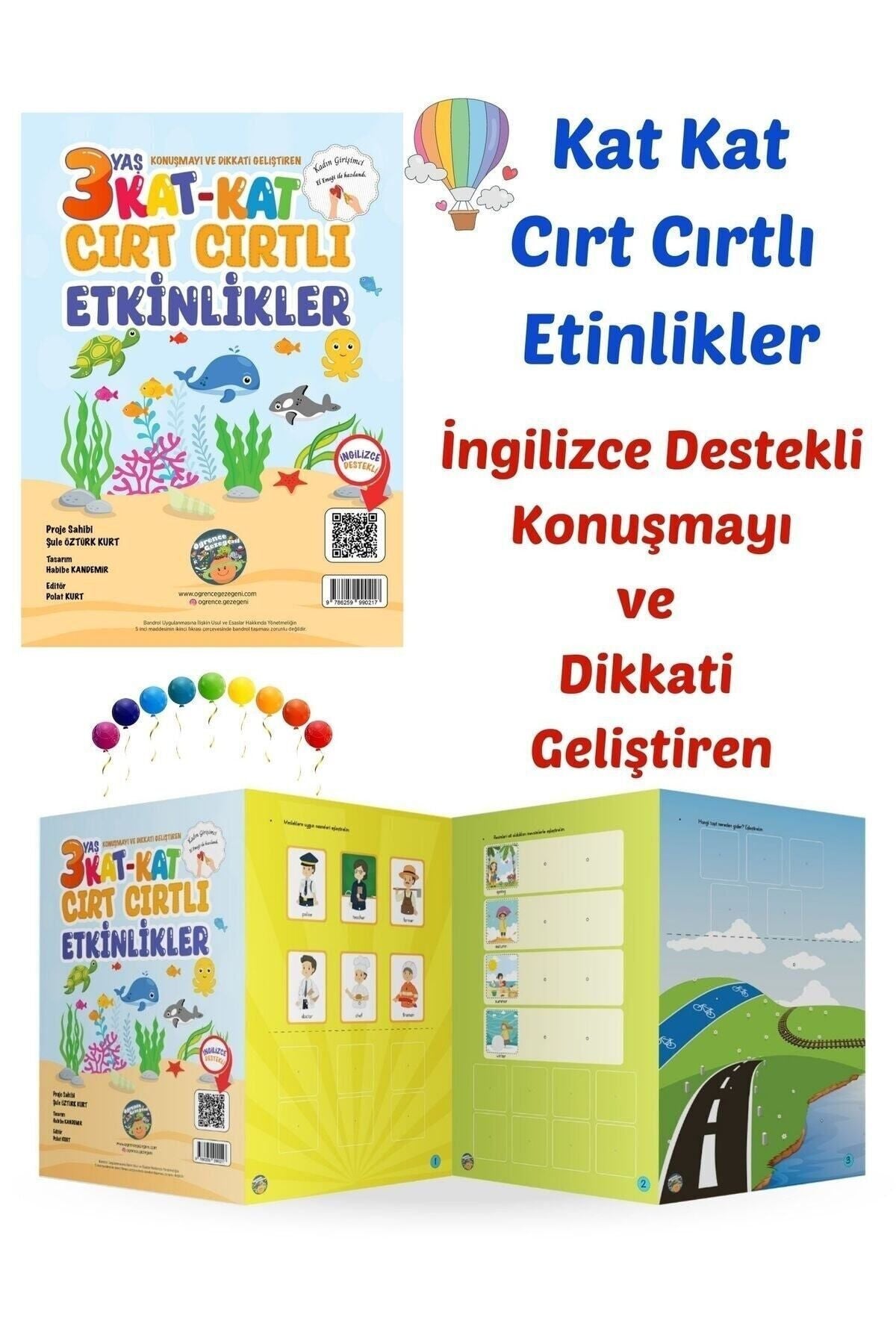 Kat Kat Cırt Cırtlı Etkinlik Kitabı-3 Yaş-İngilizce Destekli -Konuşmayı Ve Dikkati Geliştiren kitap kapağı