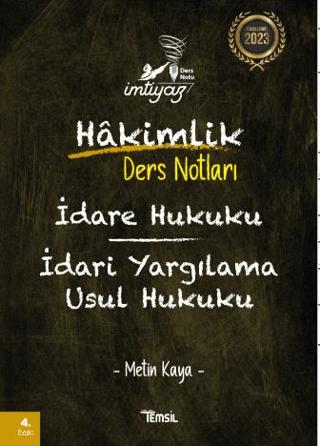 İmtiyaz İdare Hukuku İdari Yargılama Usul Hukuku Hakimlik Ders Notları | Temsil Kitap (Ciltsiz) - Resim 1