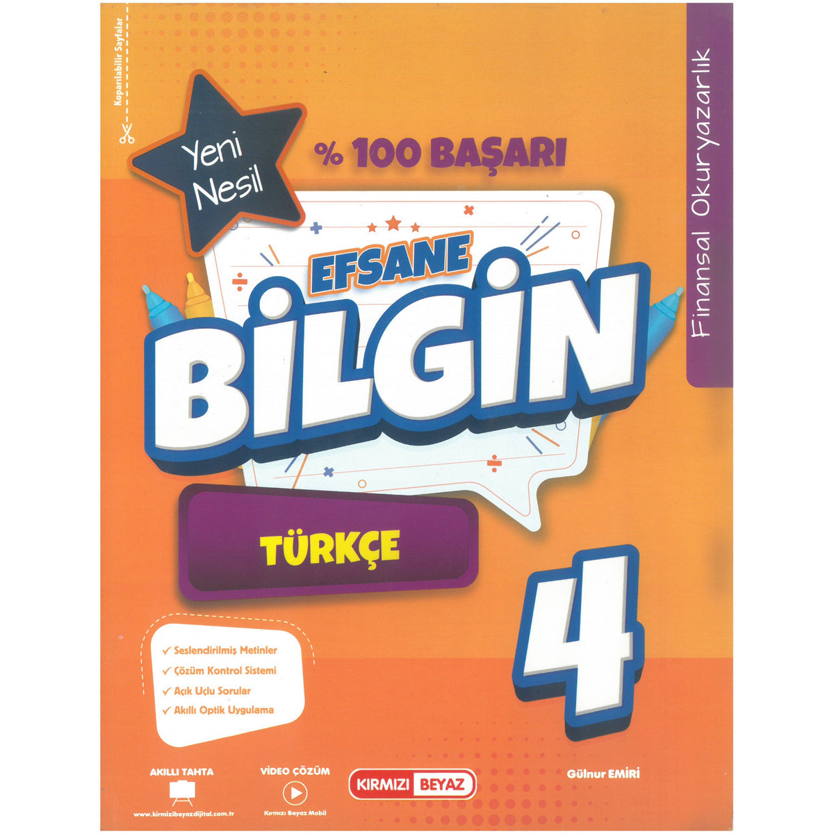 Kırmızı Beyaz Efsane Bilgin Türkçe 4.Sınıf kitap kapağı