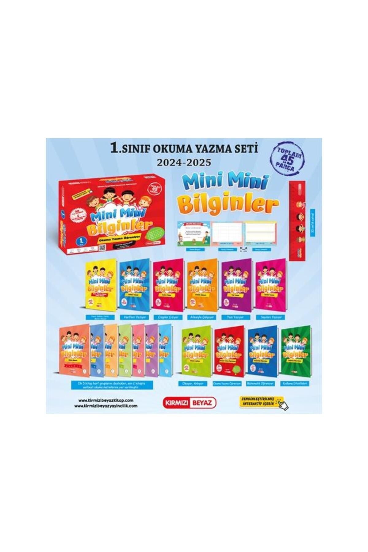 Kırmızı Beyaz Yayınları 1. Sınıf Mini Mini Bilginler Okuma Yazma Öğreniyor kitap kapağı