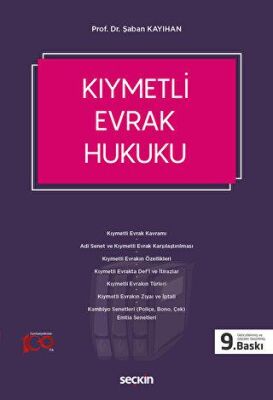 Kıymetli Evrak Hukuku - Şaban Kayıhan kitap kapağı