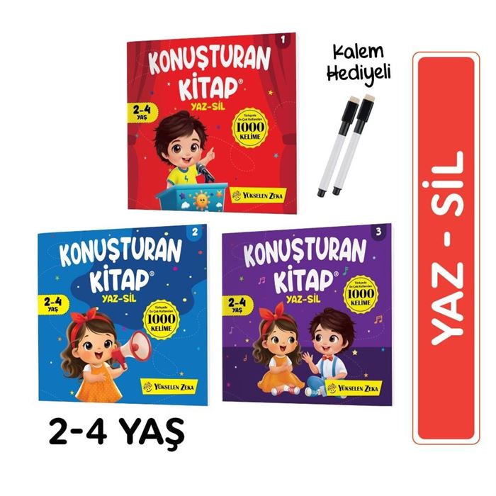 Konuşturan Kitap Serisi (2-4 Yaş) Yaz-Sil Kitaplar | Yükselen Zeka