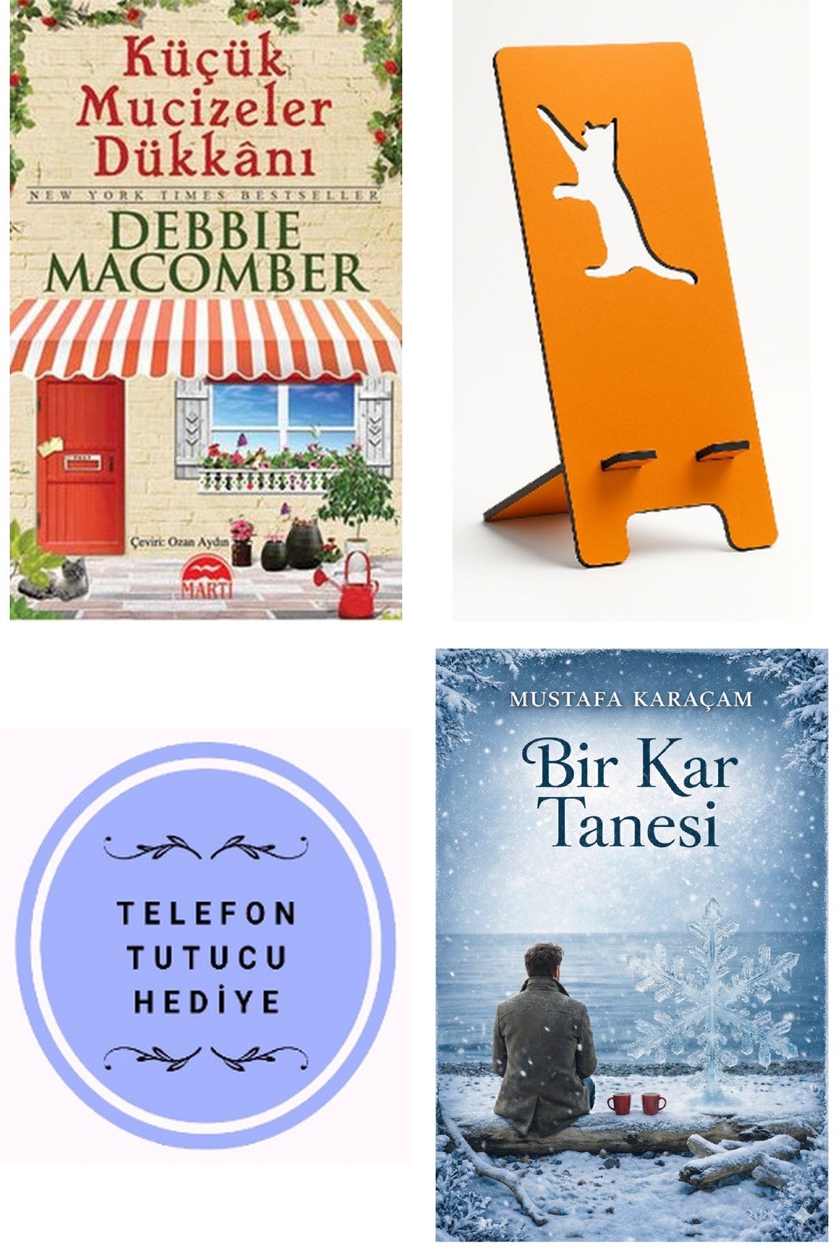 Küçük Mucizeler Dükkanı - Debbie Macomber + Telefon Tutucu + Bir Kar Tanesi kitap kapağı