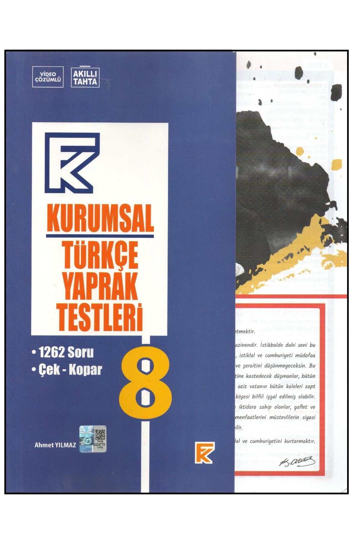 Kurmay 8. Sınıf Kurumsal Türkçe Yaprak Test kitap kapağı