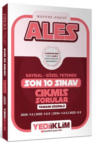 ALES Sayısal Sözel Yetenek Tamamı Çözümlü Son 10 Sınav Çıkmış Sorular (2 Ağustos 2026 ALES - 2 Ekli) | Yediiklim Yayınları (Ciltsiz) - Resim 1