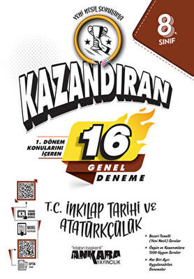 8. Sınıf T. C. İnkılap Tarihi ve Atatürkçülük 1. Dönem Kazandıran 16 Deneme - Kolektif kitap kapağı