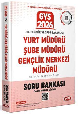 T.C. Gençlik ve Spor Bakanlığı Yurt Müdürü - Şube Müdürü - Gençlik Merkezi Müdürü GYS Soru Bankası - Karekod Çözümlü | Data Yayınları (Ciltsiz) - Resim 1