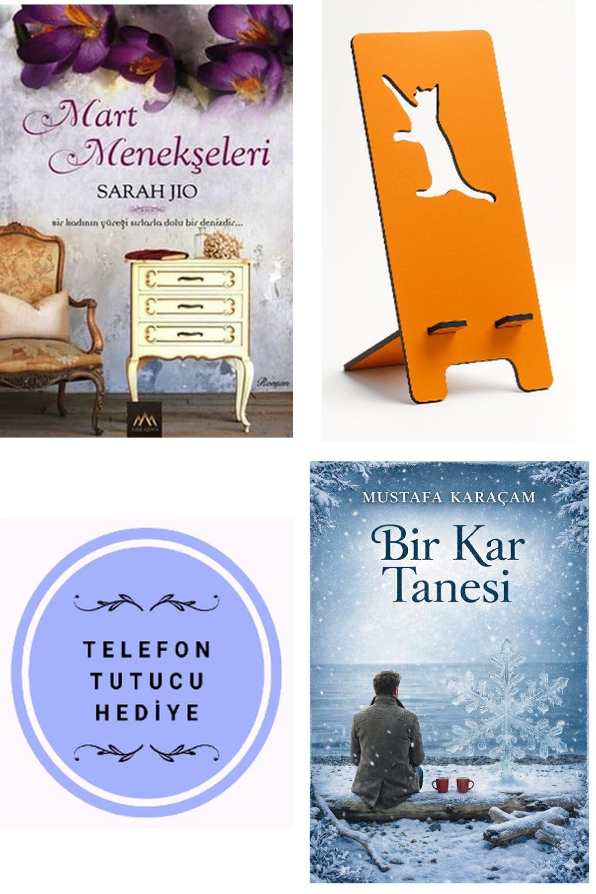 Mart Menekşeleri - Sarah Jio + Telefon Tutucu + Bir Kar Tanesi kitap kapağı