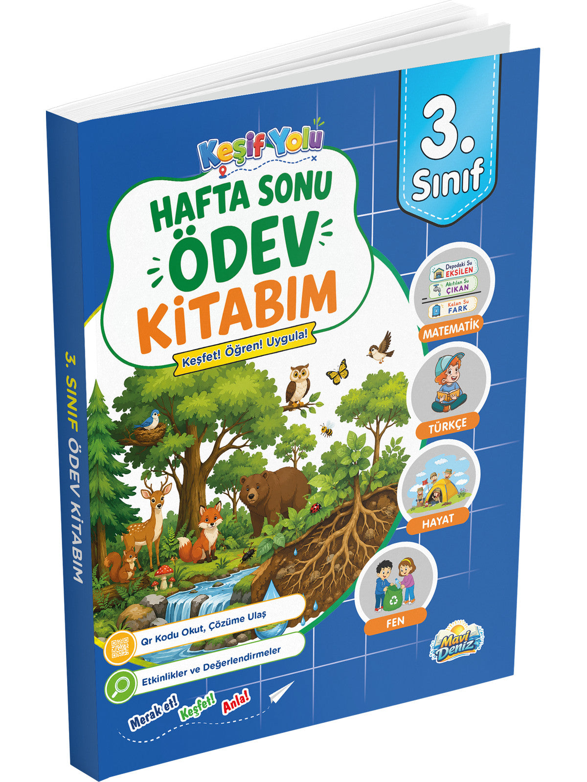 Mavi Deniz 2027 3. Sınıf Keşif Yolu Hafta Sonu Ödev Kitabım Maarif Model kitap kapağı