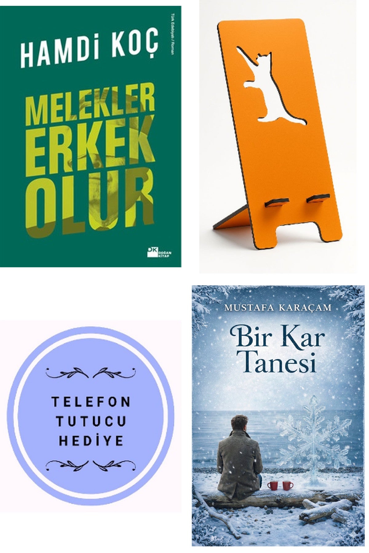 Melekler Erkek Olur - Hamdi Koç + Telefon Tutucu + Bir Kar Tanesi kitap kapağı