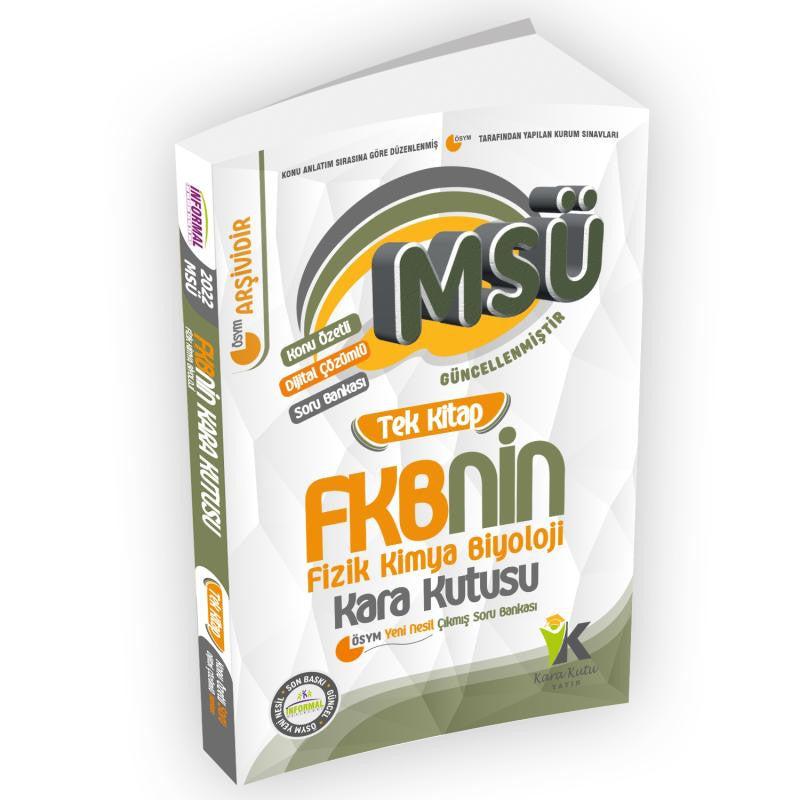 MSÜ FKBNİN (Fizik Kimya Biyoloji) Kara Kutusu TEK KİTAP Konu Özetli Dijital Çözümlü Soru Bankası kitap kapağı
