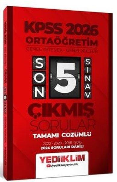 2026 Ortaöğretim Genel Yetenek - Genel Kültür Tamamı Çözümlü Son 5 Sınav Çıkmış Sorular 2024 Sorul | Yediiklim Yayınları (İnce Kapak) - Resim 1
