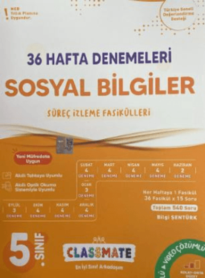 Okyanus Yayıncılık 5. Sınıf Classmate 36 Hafta Denemeleri Sosyal Bilgiler Süreç İz. Fasikülleri - Bilgi Şentürk kitap kapağı