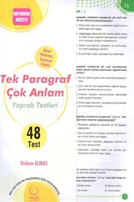 Ortaokul Düzeyi Tek Paragraf Çok Anlam Yaprak Test - Didem Elmas kitap kapağı