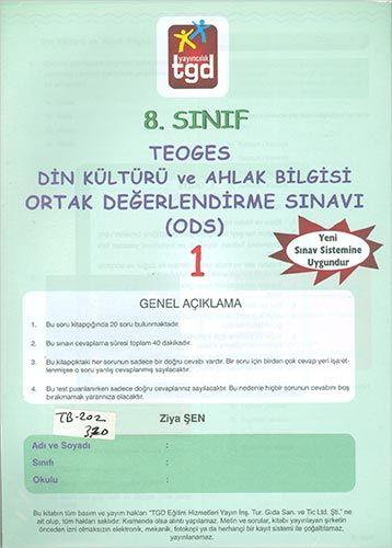 TDG 8.Sınıf Teoges Din Kültürü ve Ahlak Bilgisi Ortak Değerlendirme Sınavı 2014 | Kampanyalı Yayınlar - Resim 1