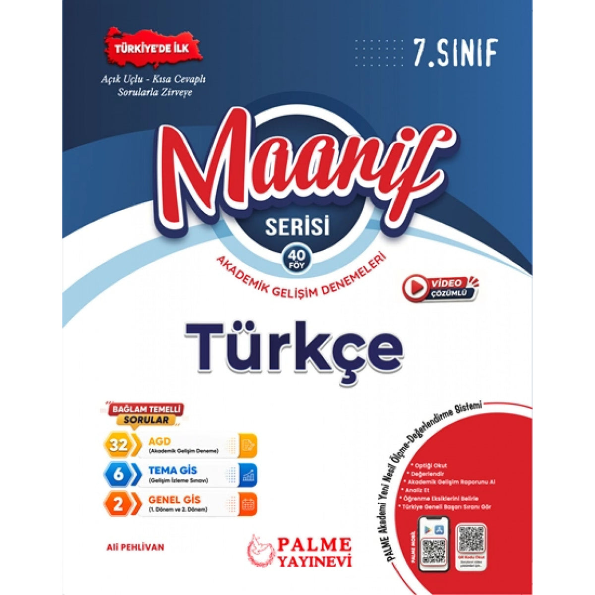 Palme Yayınları 7. Sınıf Maarif Serisi Türkçe Haftalık Deneme 40 Föy kitap kapağı