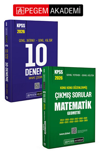 PEGEM AKADEMİ 2026 KPSS Genel Yetenek Genel Kültür Tamamı Çözümlü 10 Deneme + 2026 KPSS Genel Yeten kitap kapağı