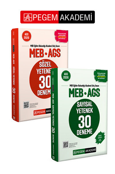 PEGEM AKADEMİ 2026 MEB AGS Sözel Yetenek 30 Deneme Tamamı Çözümlü + 2026 MEB AGS Sayısal Yetenek 30 kitap kapağı