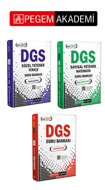 PEGEM AKADEMİ 2027 DGS Sözel Yetenek Türkçe Tamamı Çözümlü Soru Bankası + 2027 DGS Sayısal Yetenek M kitap kapağı