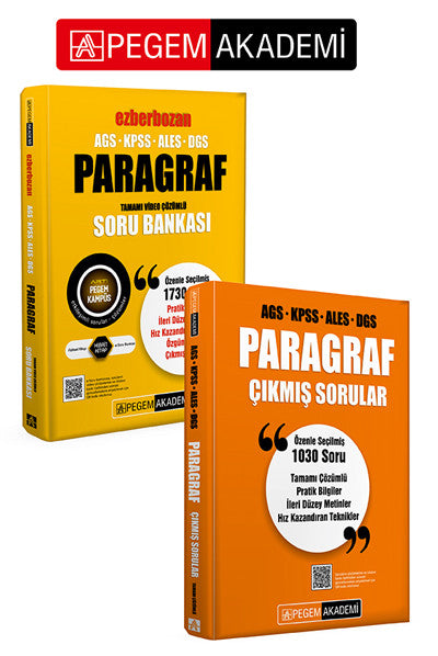 PEGEM AKADEMİ Paragraf Çıkmış Sorular + AGS-KPSS-ALES-DGS Ezberbozan Paragraf Tamamı Video Çözümlü S kitap kapağı