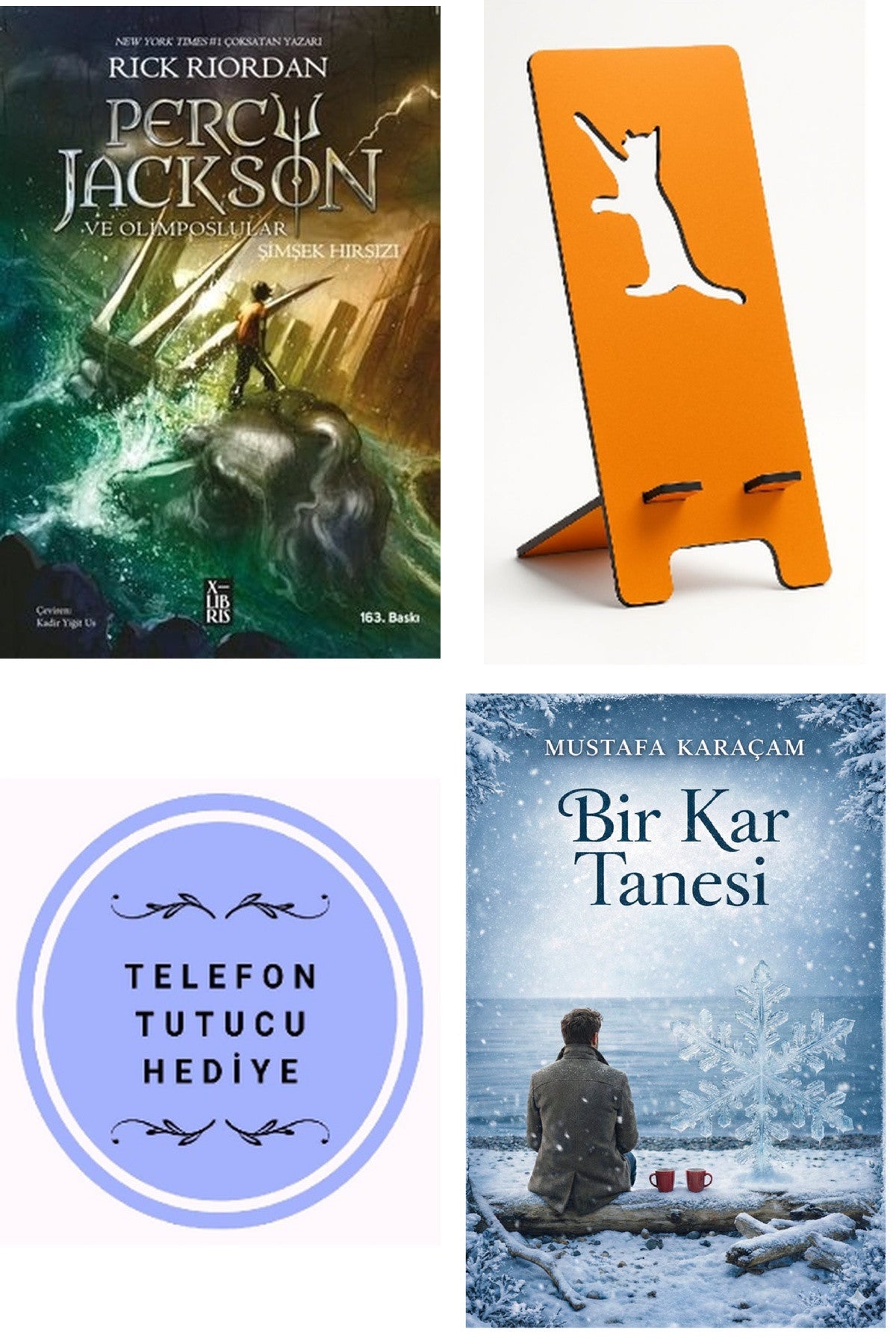 Percy Jackson ve Olimposlular - Şimşek Hırsızı - Rick Riordan + Telefon Tutucu + Bir Kar Tanesi kitap kapağı