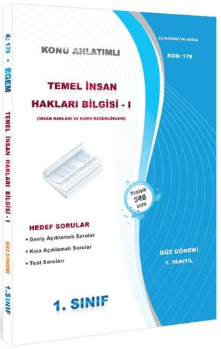 1. Sınıf 1. Yarıyıl Temel İnsan Hakları Bilgisi 1 Konu Anlatımlı Soru Bankası - Kod 179