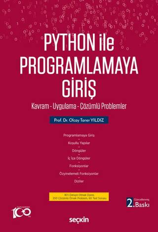 Python İle Programlamaya Giriş Kavram - Uygulama - Çözümlü Problemler - Olcay Taner Yıldız kitap kapağı