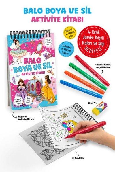 Balo Boya ve Sil Aktivite Kitabı - 4 Renk Jumbo Keçeli Kalem ve Silgi Hediyeli | Bigkids Yayınları (İnce Kapak) - Resim 1