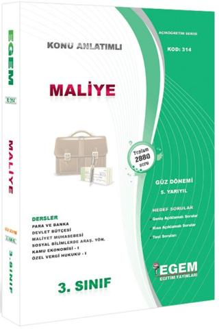 3. Sınıf 5. Yarıyıl Maliye Konu Anlatımlı Soru Bankası - Kod 314 | Egem Eğitim Yayınları (Ciltsiz) - Resim 1