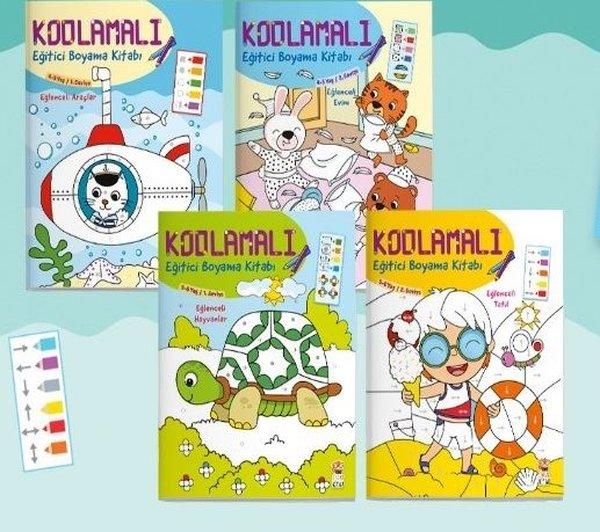 Kodlamalı Eğitici Boyama Seti-4-6 Yaş 1.2.Seviye-4 Kitap Takım | Sincap Kitap (İnce Kapak) - Resim 1