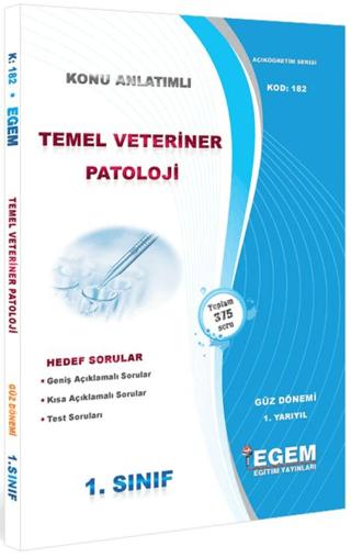 1. Sınıf 1. Yarıyıl Temel Veteriner Patoloji Konu Anlatımlı Soru Bankası - Kod 182