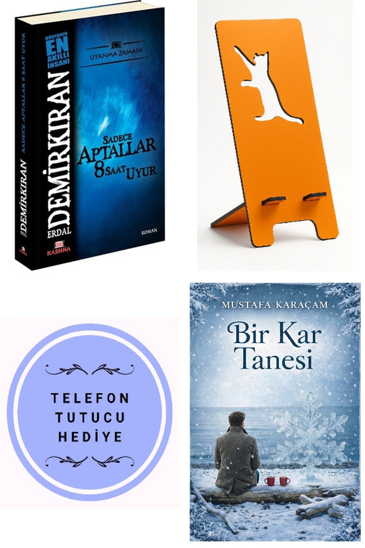 Sadece Aptallar 8 Saat Uyur - Erdal Demirkıran + Telefon Tutucu + Bir Kar Tanesi kitap kapağı