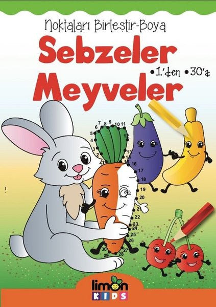 Sebzeler Meyveler-Noktaları Birleştir-Boya - Kolektif kitap kapağı
