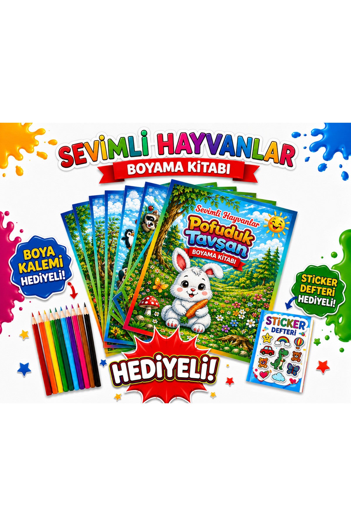 Sevimli Hayvanlar Boyama Kitabı 16 Sayfa 10 Kitap kitap kapağı